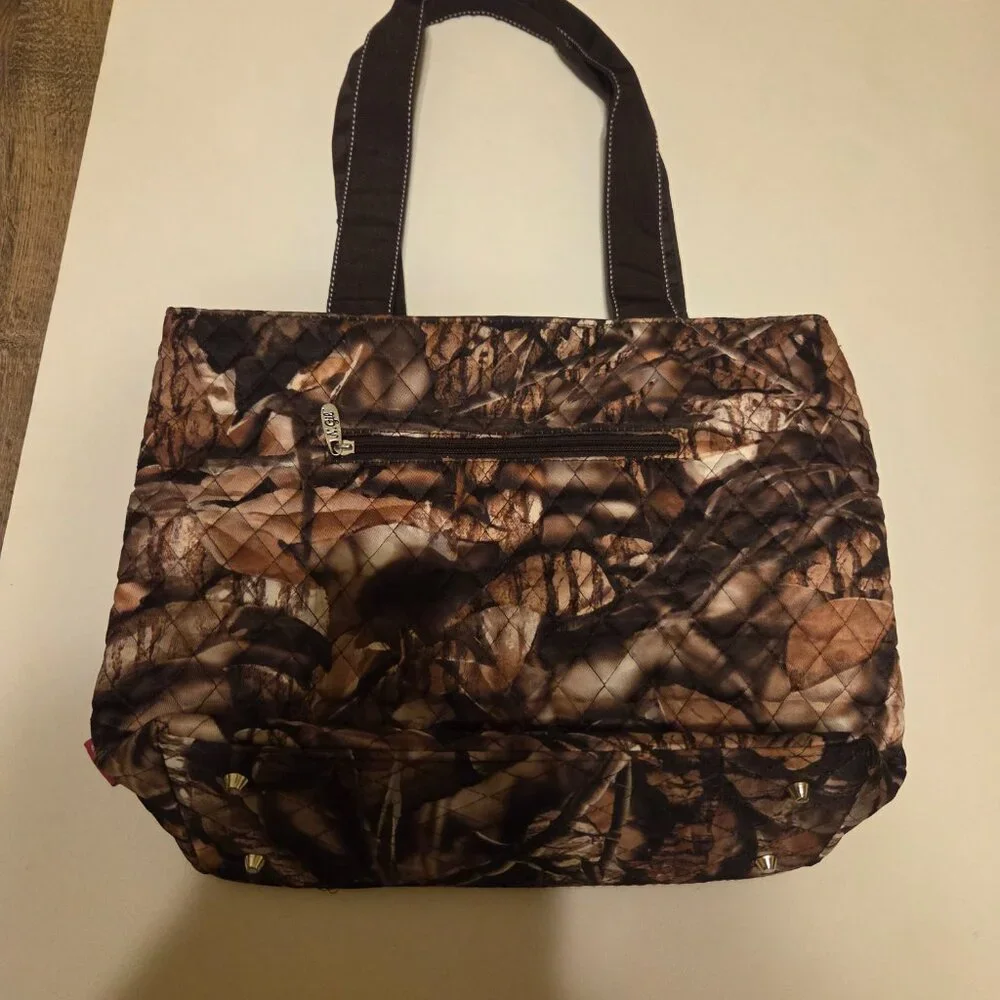 N Gil Camouflauge Brown Purse with Bown on Front and Cosmetic Bag - NWOT